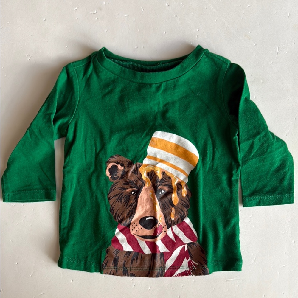 First Impressions Green Bear Print Shirt Boys 3-6 Months